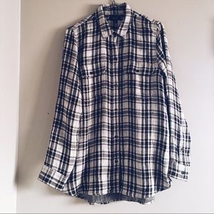 Madewell plaid black & white flannel button shirt